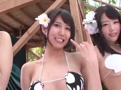 アジア人, バス, 指いじり, グループ, 日本人, キス, レズビアン, オマンコ