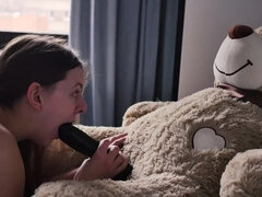 Grote lul, Zwart, Bruinharig, Vrouw, Fetisj, Alleen, Student, Slikken