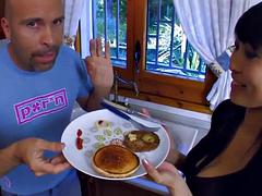 アナル, アジア人, フェラチオ, キッチン