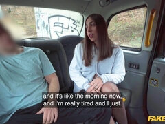 Fake Taxi Brunette Co-Ed needs a ride to college and is willing to fuck for it