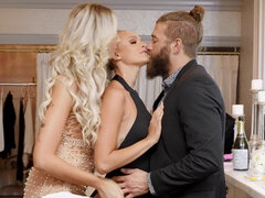 Models Emma Hix and Charlotte Sins ride a stud's cock