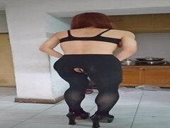 Asiatisch, Arsch, Schönheit, Grosser arsch, Spermaladung, Lingerie, Strumpfhose, Transfrau