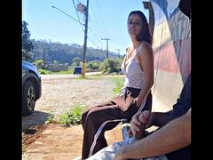 Brazilian Big Tits Babes Risky Bus Stop Stranger Masturbation
