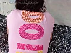素人, デカパイ, ブロンド, フェラチオ, 中出し, オーガズム, パンティ, 公共