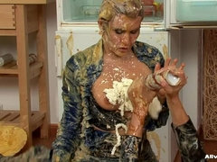 Ботинки, Женщины, Еда, Латекс, Кожа, Голышом, Атлас, Связанные