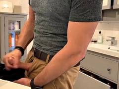Grosser schwanz, Schwul, Küche, Masturbation