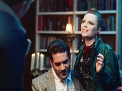 デカ尻, デカチン, フェラチオ, チン, バック, 巨大, 赤毛