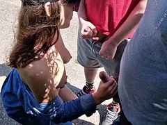 Engañando, Pajear, Masturbación, Al aire libre, Polaco, Público, Tetas, Esposa