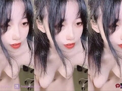 Amateur, Asiatique, Mignonne, Masturbation, Chatte, Solo, Jarretelles, Nénés