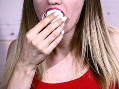 Enthousiasteling, Vies praten, Vrouw, Fetisj, Eten, Orgasme, Klein, Tiener