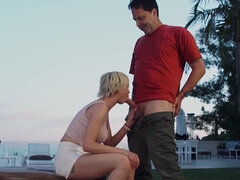 Short-haired slut Astrid Star gets nicely fucked by the pool