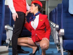 Big cock, Blowjob, Brunette, Hardcore, Licking, Public, Pussy, Uniform