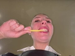 Teeth, giantess crush, food fetish
