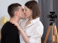 デカ尻, デカチン, 茶髪の, バック, 自然山雀, ショートヘア, ティーン, オッパイの