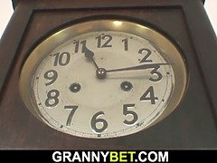 Hairy granny gets her pussy and ass pounded by hot boy on the floor