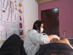 Leie, Grosser arsch, Blasen, Braunhaarige, Schwanz, Arzt, Handjob, Massage