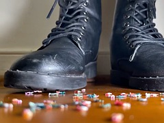 Leie, Schwarz, Stiefel, Schwarz, Füsse, Pov