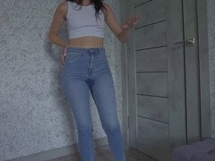 Amateur, Americano, Británico, Hembra, Casero, Jeans, Orinar, Medias largas
