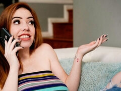 Grote kont, Grote mammen, Pijpbeurt, Sperma in mond, Sperma shot, Likken, Roodharige vrouw, Tiener