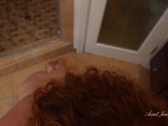 Leie, Grosse titten, Spermaladung, Aufs gesicht abspritzen, Milf, Mutti, Dusche, Stiefmutter
