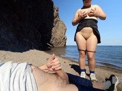 Любители, Пляж, Мастурбация, Обнаженные, На природе, На публике