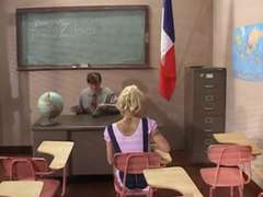 Blonde, Blowjob, Facial, Student, Teacher