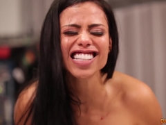 Grote kont, Grote mammen, Zwart, Pijpbeurt, Zwart, Interraciaal, Latijnse vrouw, Likken