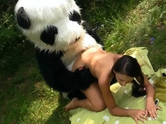 Pijpbeurt, Bruinharig, Sperma in gezicht, Buiten, Mager, Speelgoed