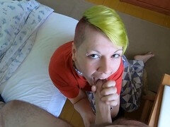 フェラチオ, 口内発射, 彼女, 自家製, シゴき, なめる, ショートヘア, フェラする