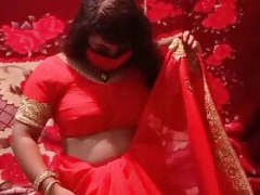 Romantic sex in red saree