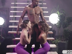 Ass, Blonde, Blowjob, Handjob, Hardcore, Interracial, Tattoo, Threesome