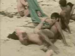 Asiatisch, Strand, Gruppe, Öffentlich, Thai