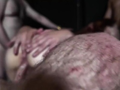 Redhead Teen's Wild Amateur Bukkake Gangbang with Double