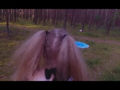 Scared schoolgirl got chased through the woods and fucked by a stalker