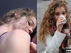 Leie, Blasen, Sperma im mund, Spermaladung, Im freien, Reiten, Rasiert, Titten