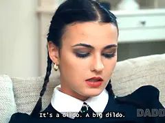 Daddy4k. hardcore tramp clothed as wednesday is masturbating to get daddy's Big Black Cock