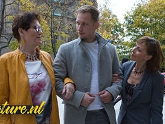 デカパイ, フェラチオ, エロ熟女, バック, 指いじり, お婆さん, 三人, のぞき