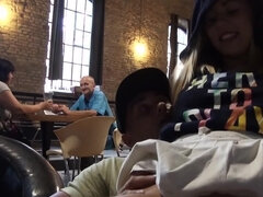 Enthousiasteling, Grote kont, Blond, Stel, Lul, Sperma in gezicht, Handbeurt, Latijnse vrouw