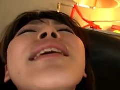 Adorable oriental gal performing in bukkake action