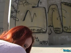 素人, フェラチオ, 淫乱熟女, アウトドア, 公共, オマンコ, 赤毛