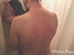 Submissive MILF get Rough Anal in shower: Big Ass, Blowjob  Amateur Porn