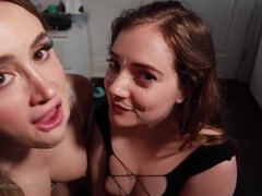 デカパイ, 茶髪の, 異人種間, メイド, オナニー, 裸, 三人, オッパイの