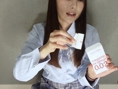 Sexy Japanese schoolgirl in uniform gets naughty
