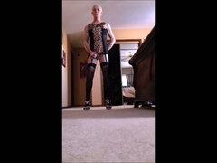 Sissyboy is caught on camera spending some personal time in the bedroom wearing his wife's sexy lingerie and stroking his cock for kinky enjoymen