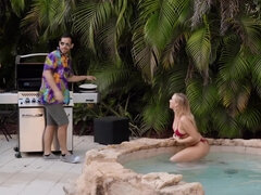 Blondine, Blasen, Freund, Paar, Lecken, Masturbation, Muschi, Nass