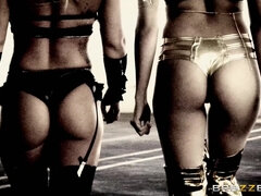 お尻, 美女, デカ尻, フェラチオ, 気狂い, チン, 淫乱熟女, 三人