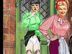 An English Sissy Village scene trio