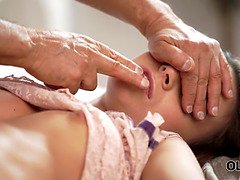 18 ans, Sucer une bite, Brunette brune, Couple, Léchez, Petite femme, Chatte, Maigrichonne