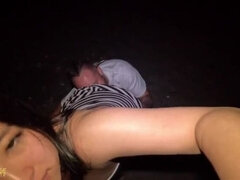 Plage, Voiture, Chinoise, Couple, Gorge profonde, Petite amie, Fait maison, Interracial