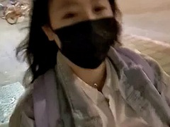 Showing big boobs in public road